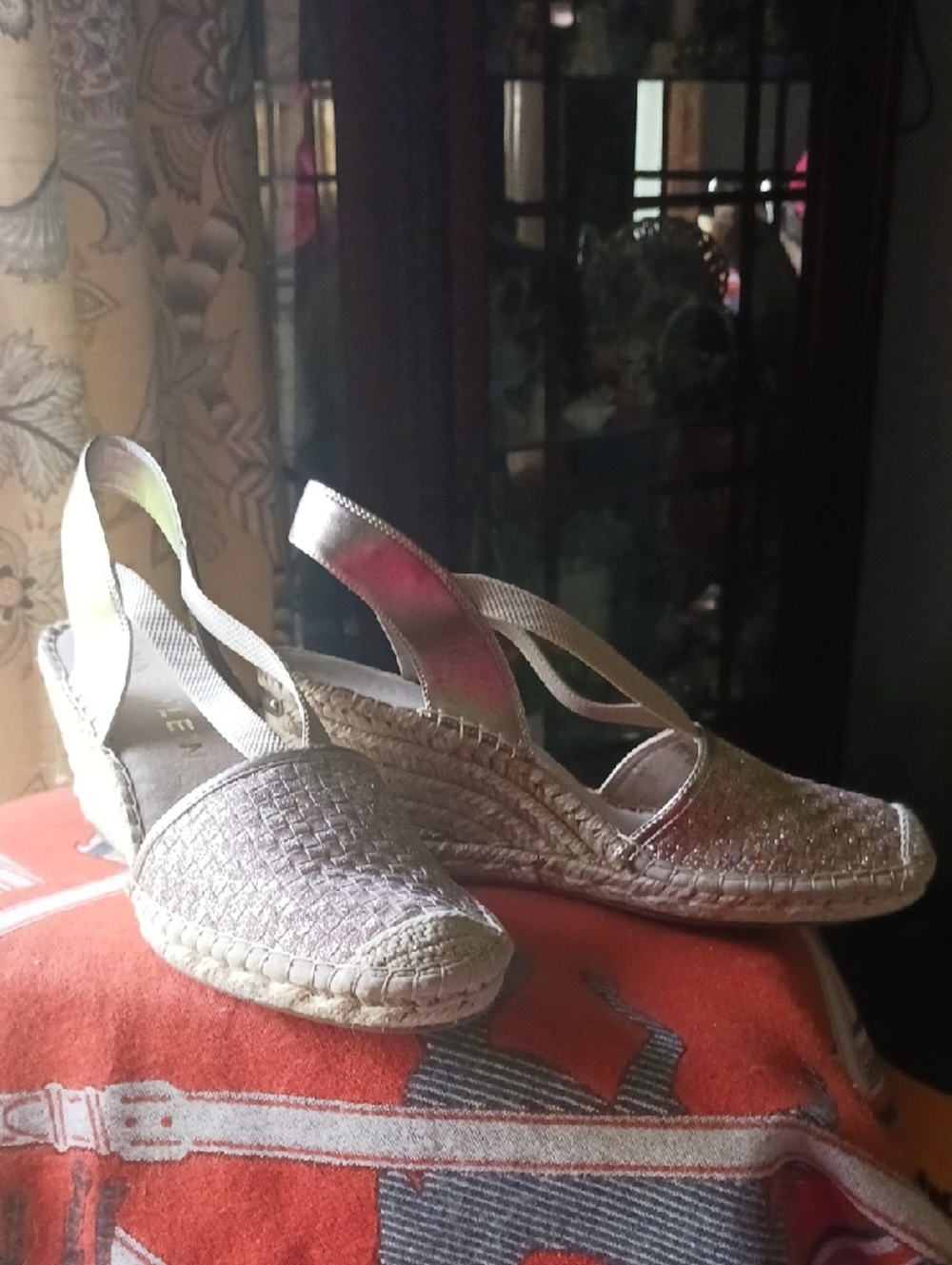 Anne Klein Sport Metallic Champagne Espadrille Wedges